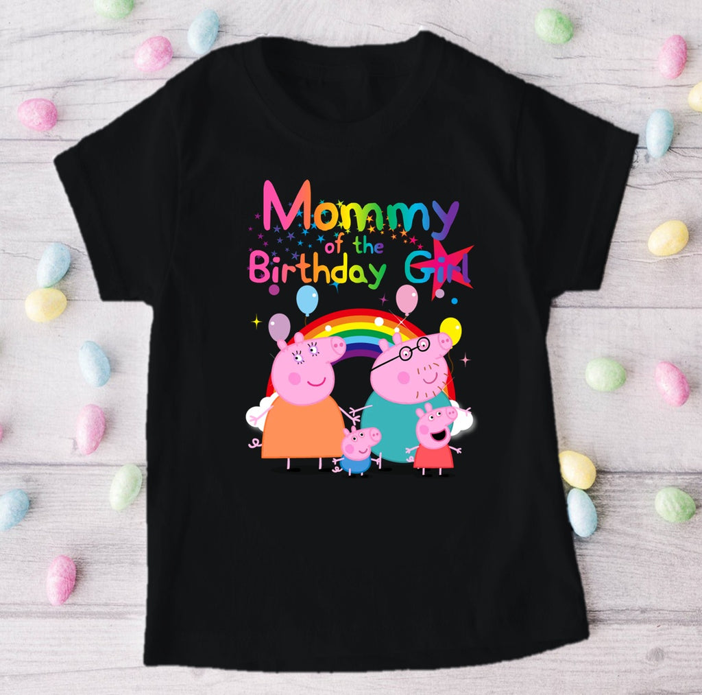 Peppa Pig Party Hat Personalized Custom Black Family T-Shirt or Onesie Pack Theme Cake Smash Birthday Party