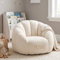 Gold Stitched Personalized Name Super Soft Teddy Fleece Kids' Lounge Chair Shell Shaped Sofa Bedroom Playroom Decor