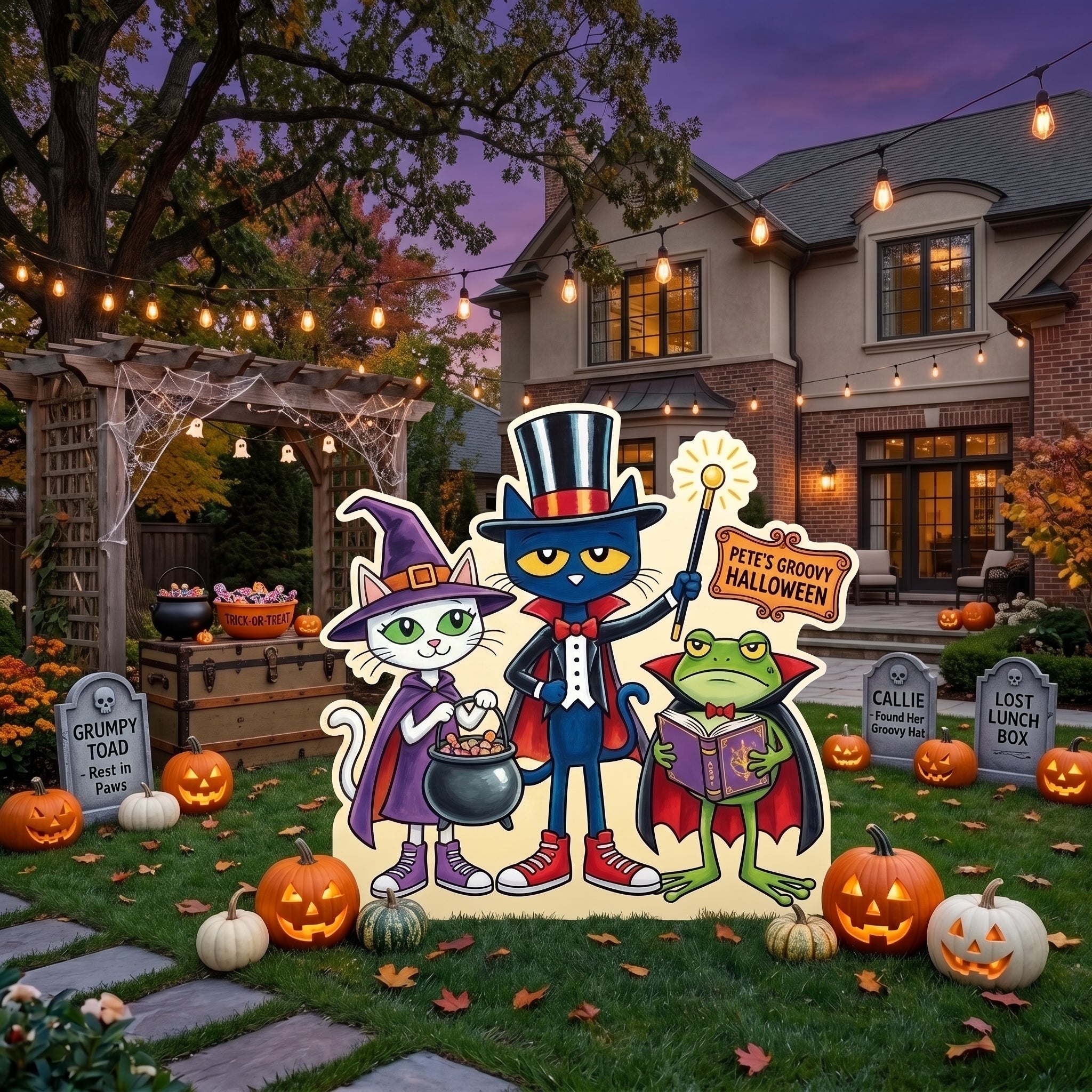 Life Size Pete the Cat Halloween Character Premium Freestanding Cutouts Yard Sign Decor Party Prop