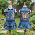 Personalized Custom Name Peter Rabbit Denim Vest & Skirt Set Birthday Party Cake Smash Gift