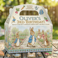 (Pack of 6) Peter Rabbit Blue Custom Personalized Birthday Party Favor Gable Treat Boxes