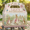 (Pack of 6) Peter Rabbit Pink Custom Personalized Birthday Party Favor Gable Treat Boxes