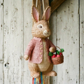 Premium Handmade 30-Inch Peter Rabbit Pink Jacket Character Pull-String Piñata Table Decor Party Centerpiece