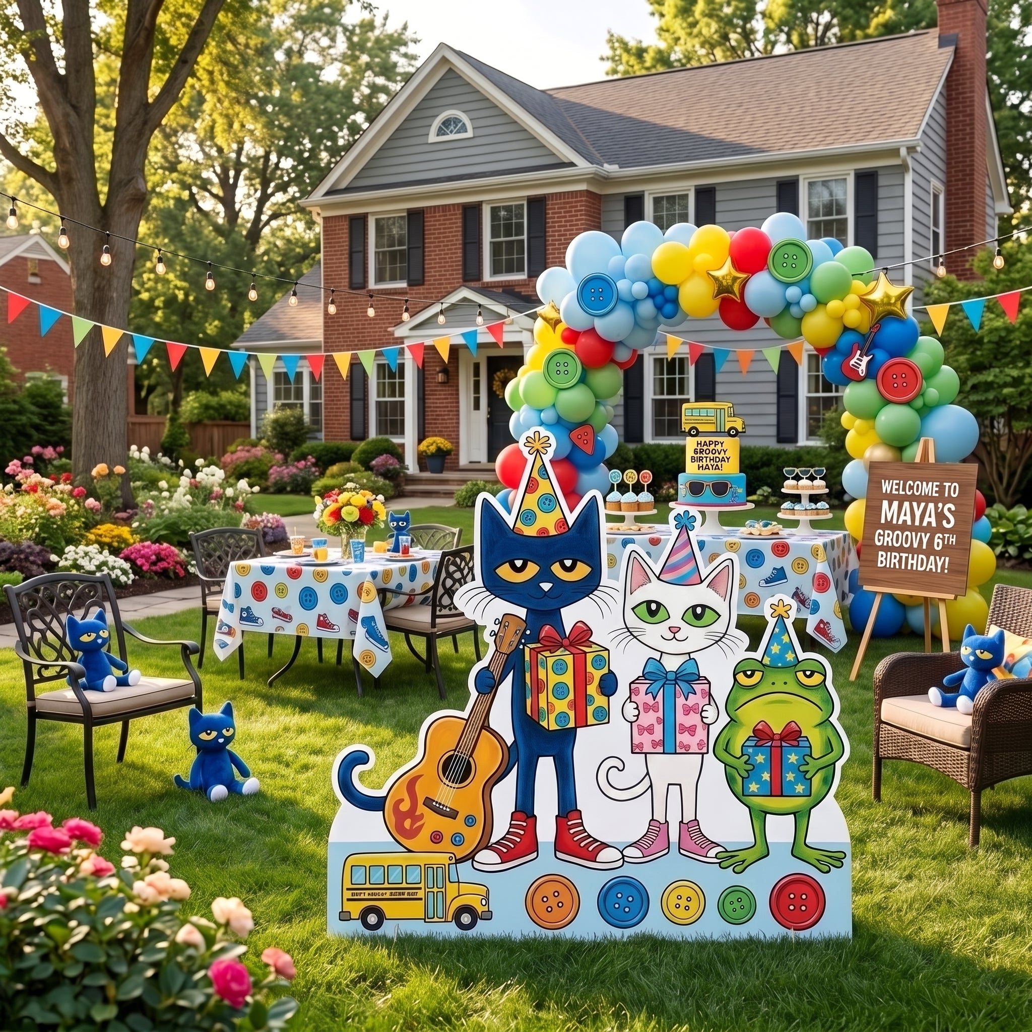 Life Size Pete the Cat Character Premium Freestanding Cutouts Yard Sign Decor Party Prop