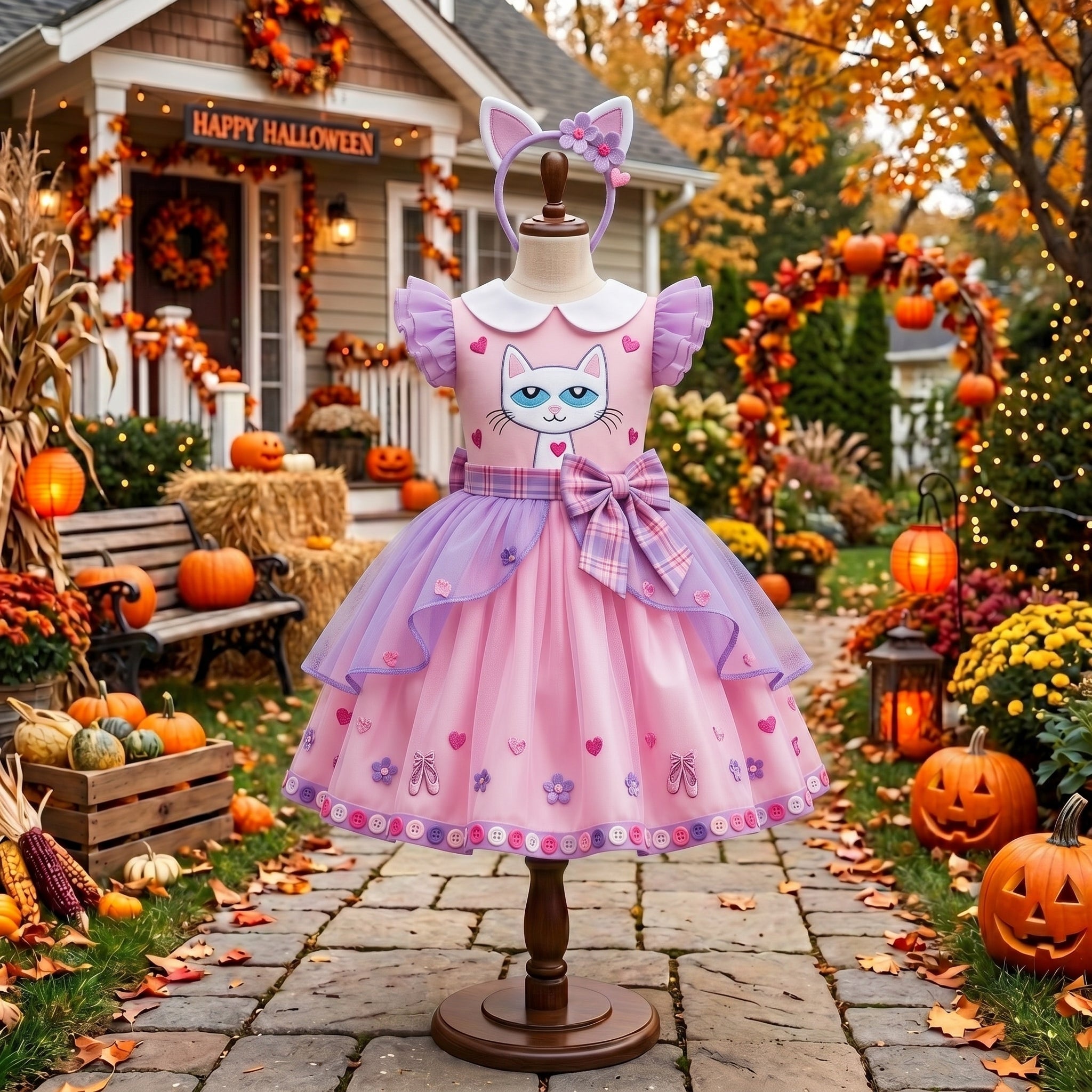 Pete the Cat Callie Girls' Deluxe Sparkle Tutu Party Costume Dress Set with Matching Headband Halloween Birthday Pageant