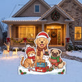 Life Size Cute Pets with Christmas Hats Character Premium Freestanding Christmas Cutouts Yard Sign Decor Party Prop