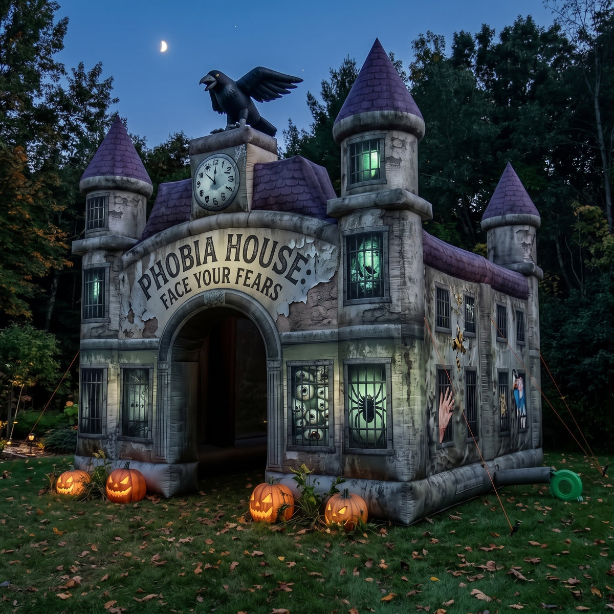 Phobia House Theme Premium 10' x 10' Halloween Haunted House Inflatable Blow Up Walk-Through Archway Experience Decor Prop