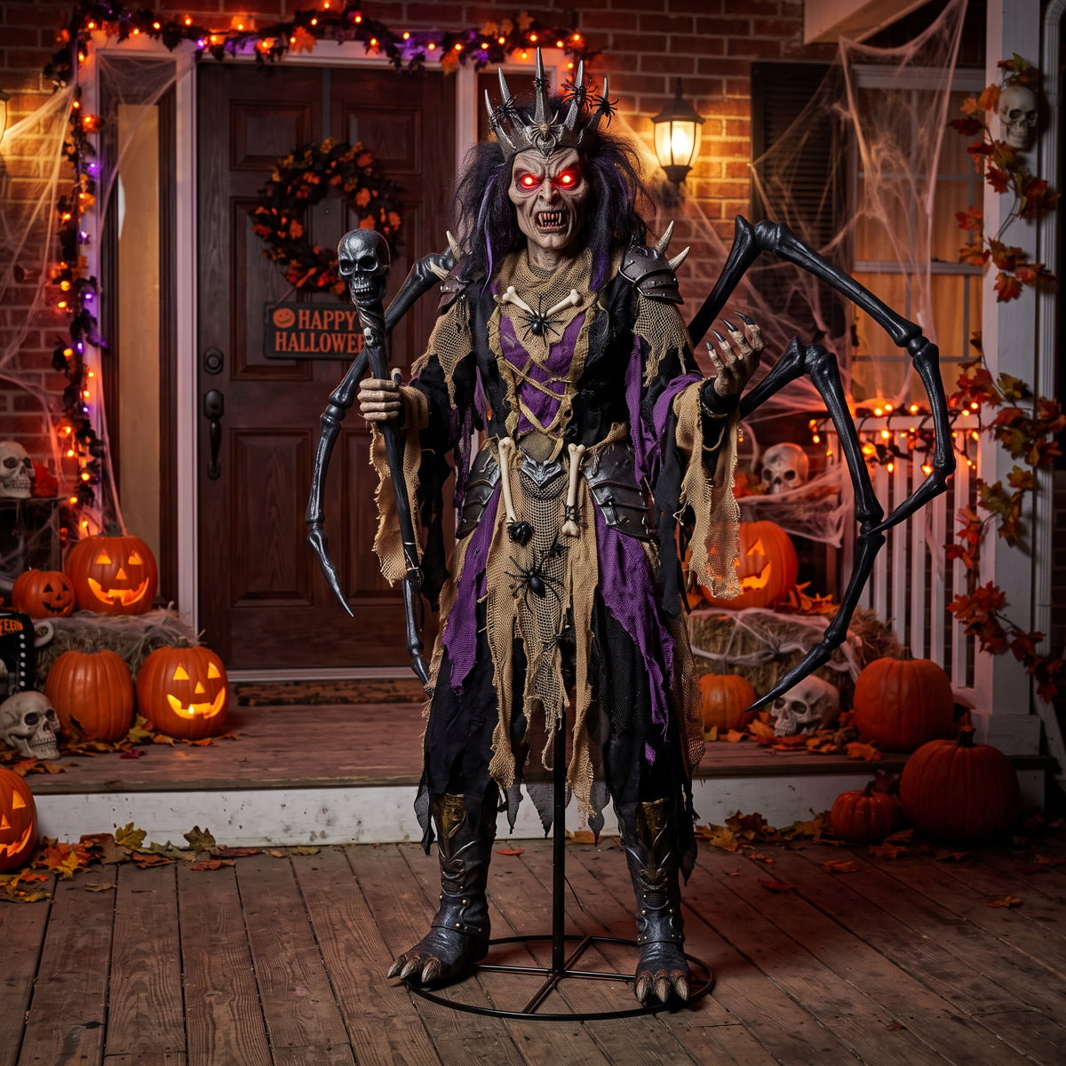 6' Animated Phobia House The Arachnid Queen Figure Music Lights Motion Sensor Halloween Home Decor Accent Yard Prop