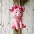 Premium Handmade 30-Inch Cute Little Girl Pig Character Pull-String Piñata Table Decor Party Centerpiece