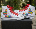 Custom Pinata High-Top Sneakers Shoes Personalized with Name, Ribbon Laces & Rhinestones Birthday Parties Everyday Gift