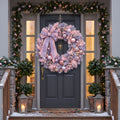 36-Inch Pre-Lit Pastel Pink and Lavender Luxury Artificial Holiday Wreath Christmas Decor