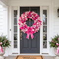 36-Inch Pre-Lit Two-Tone Blush and Hot Pink Luxury Artificial Holiday Wreath Christmas Decor