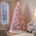 7-Foot Pre-Lit Two-Tone Pastel Pink and Lavender Purple Artificial Christmas Tree Life Size Christmas Decor