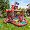Play Bounce House Jumping Playhouse area with Slide and Ball Pit Pirate Ship Theme