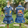 Personalized Custom Name Pokemon Denim Vest & Skirt Set Birthday Party Cake Smash Gift