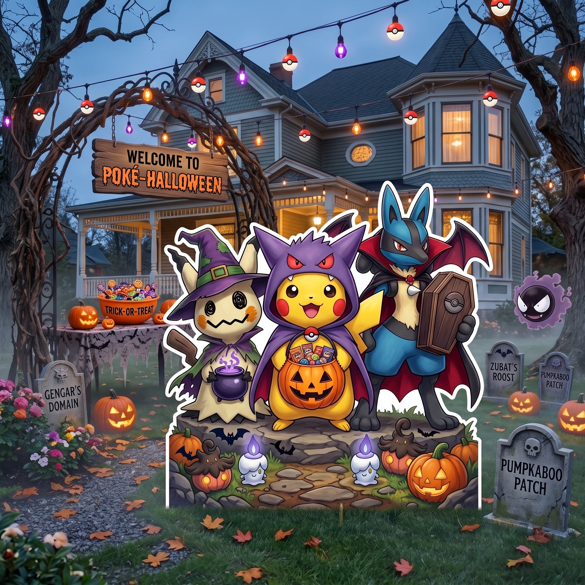 Life Size Pokemon Halloween Character Premium Freestanding Cutouts Yard Sign Decor Party Prop