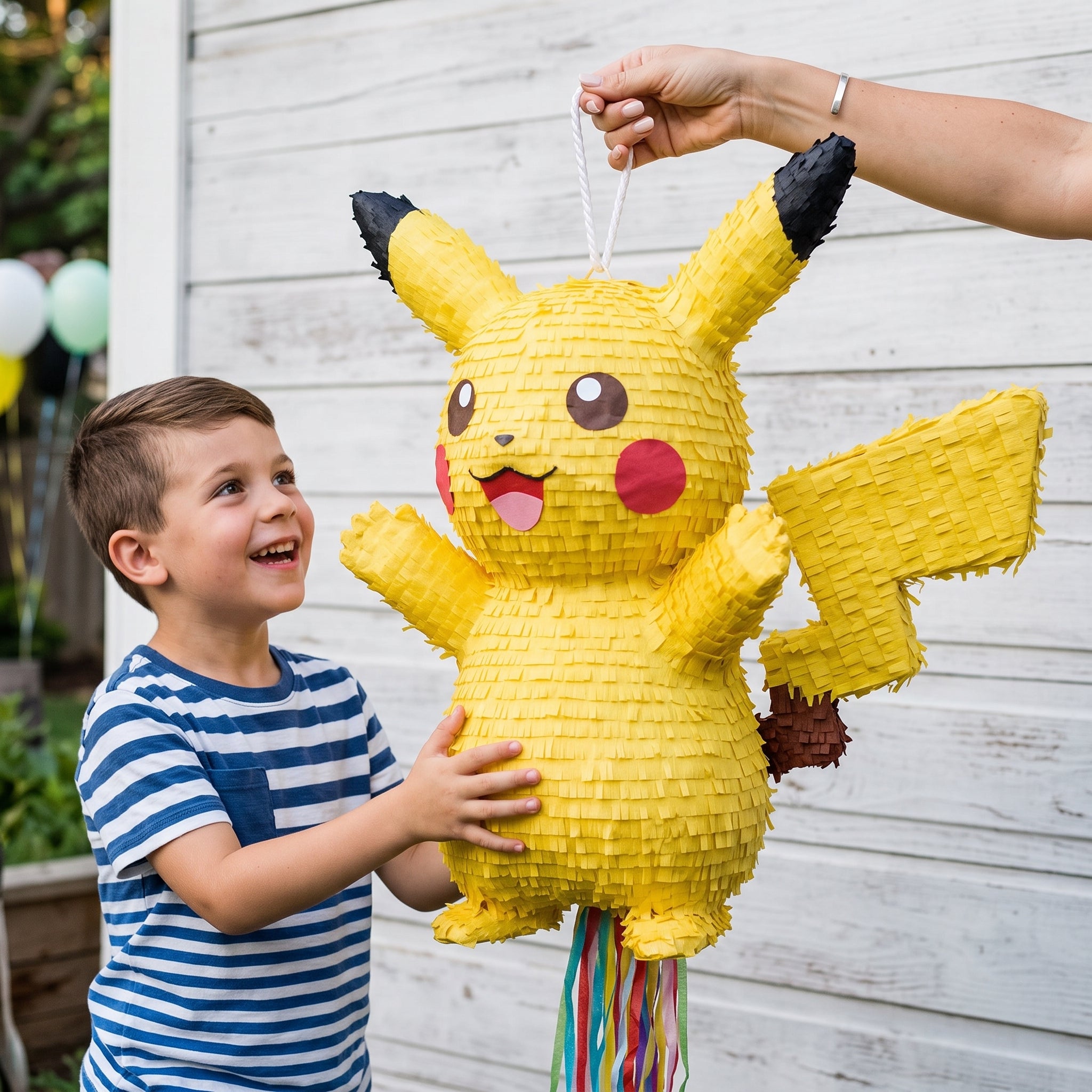 Premium Handmade 30-Inch Pokemon Pikachu Character Pull-String Piñata Table Decor Party Centerpiece