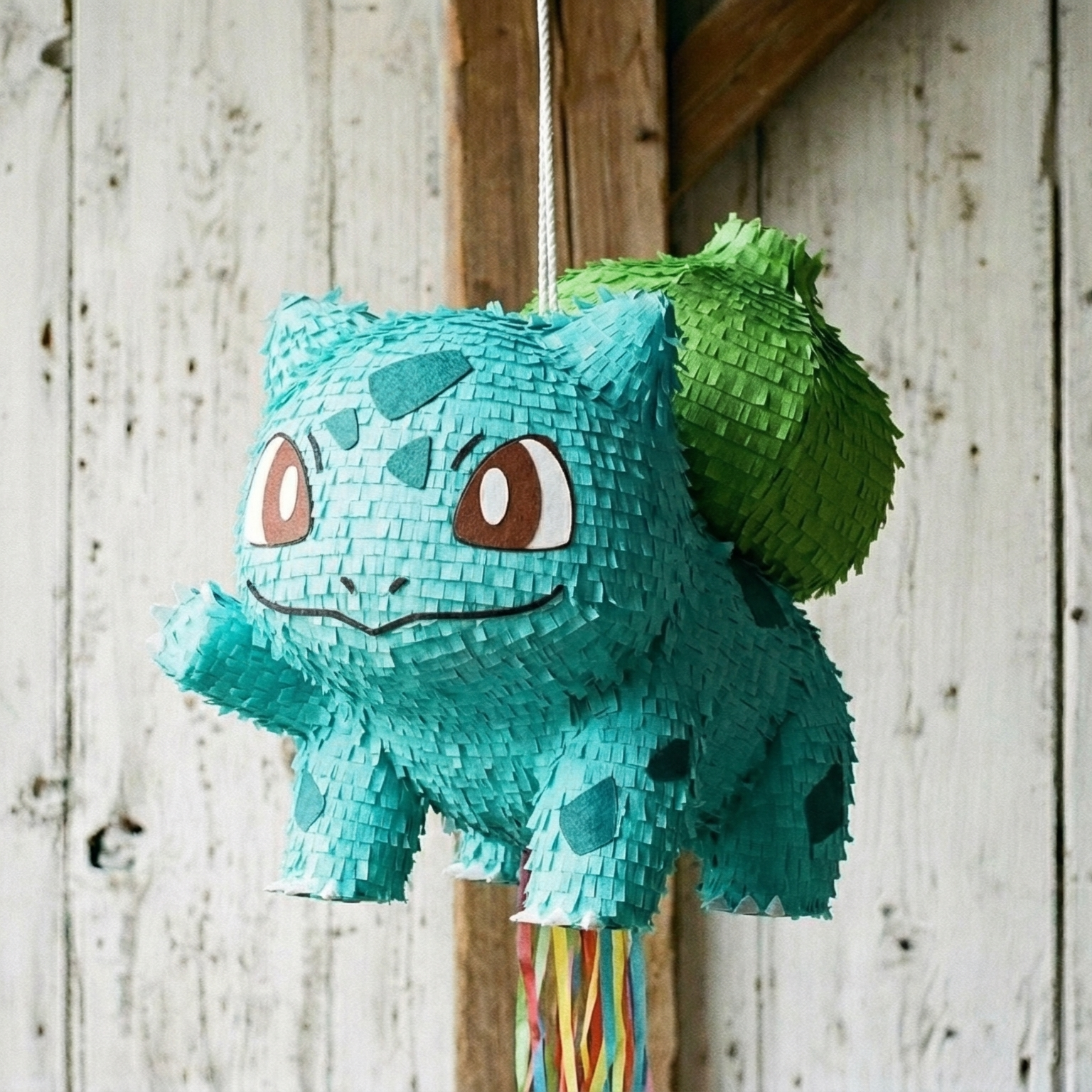 Premium Handmade 30-Inch Pokemon Bulbasaur Character Pull-String Piñata Table Decor Party Centerpiece