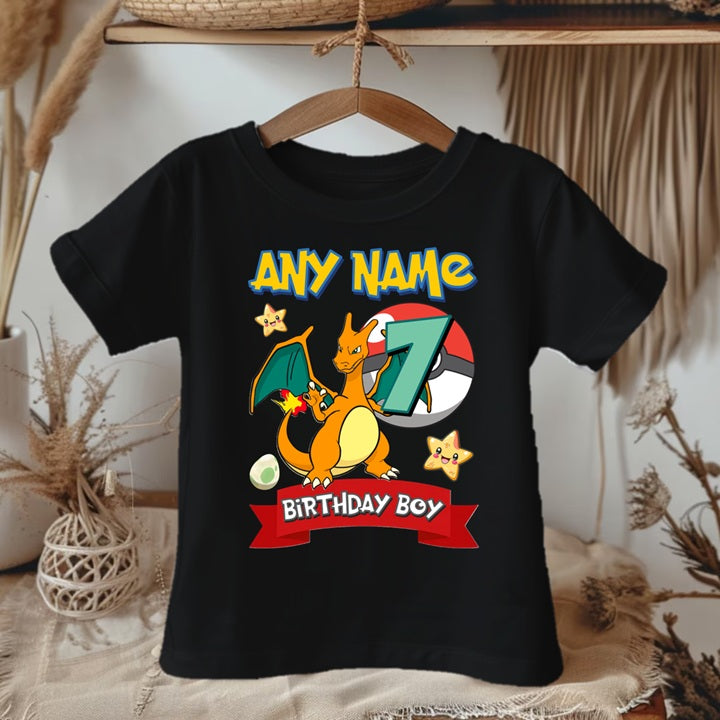 Pokemon Charizard Personalized Custom Black Family T-Shirt or Onesie Pack Theme Cake Smash Birthday Party