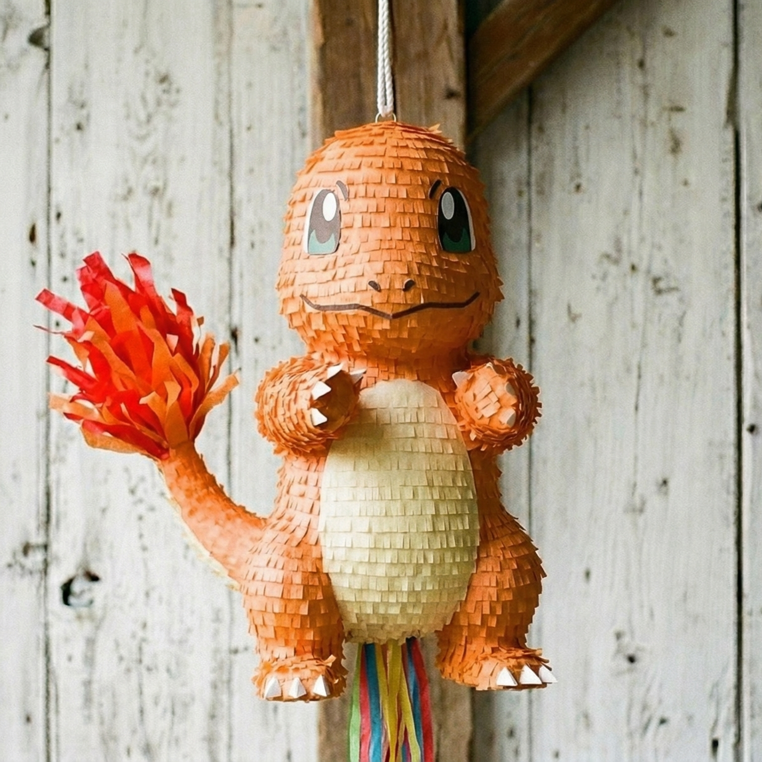 Premium Handmade 30-Inch Pokemon Charmander Character Pull-String Piñata Table Decor Party Centerpiece
