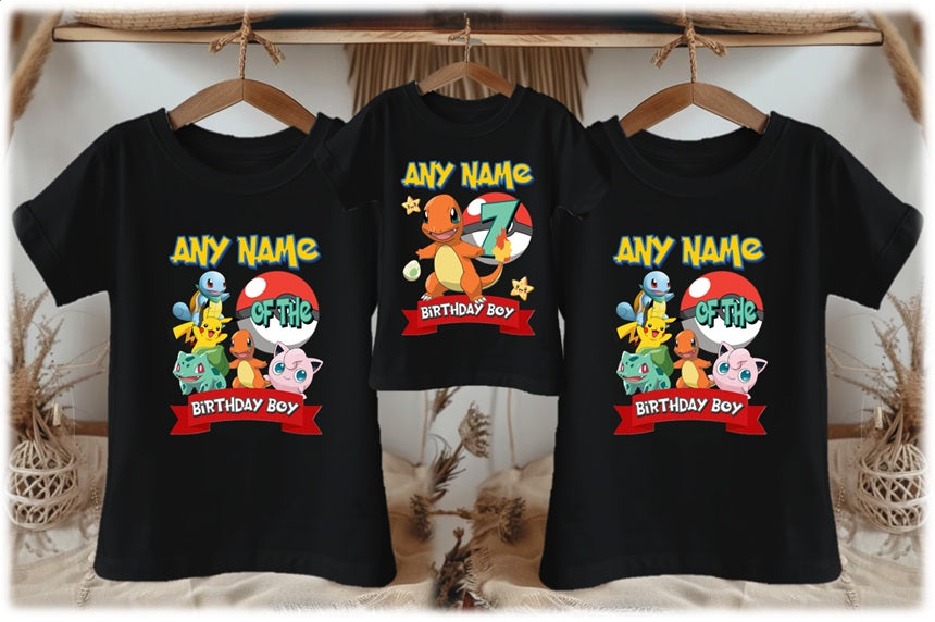 Pokemon Charmander Personalized Custom Black Family T-Shirt or Onesie Pack Theme Cake Smash Birthday Party