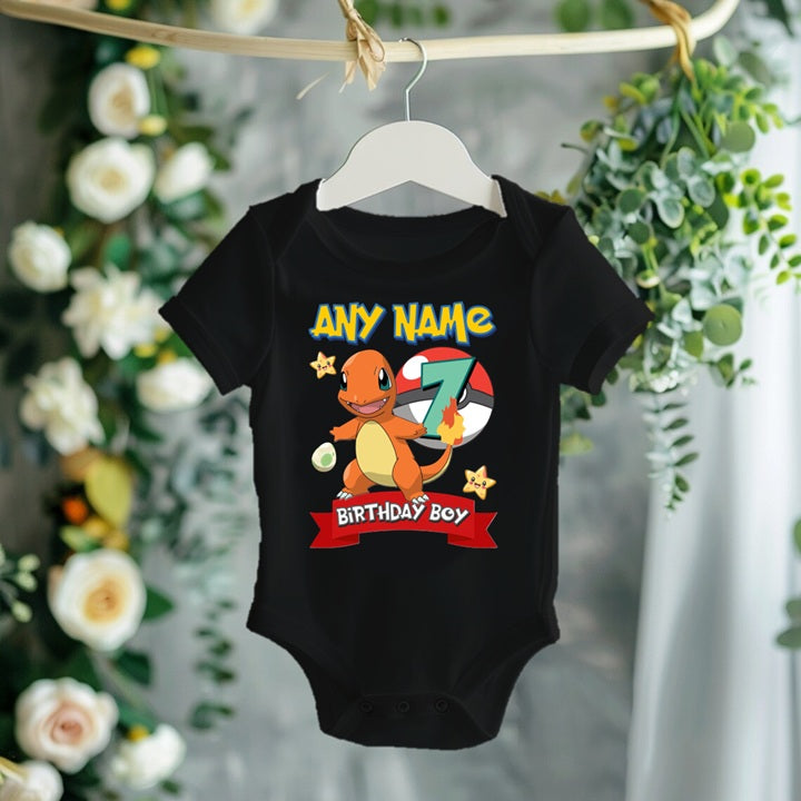 Pokemon Charmander Personalized Custom Black Family T-Shirt or Onesie Pack Theme Cake Smash Birthday Party