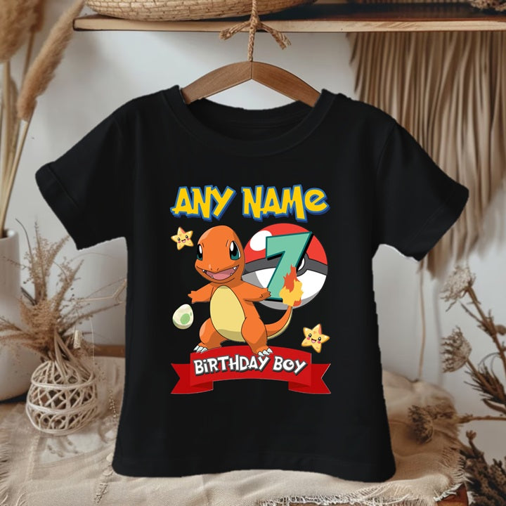 Pokemon Charmander Personalized Custom Black Family T-Shirt or Onesie Pack Theme Cake Smash Birthday Party
