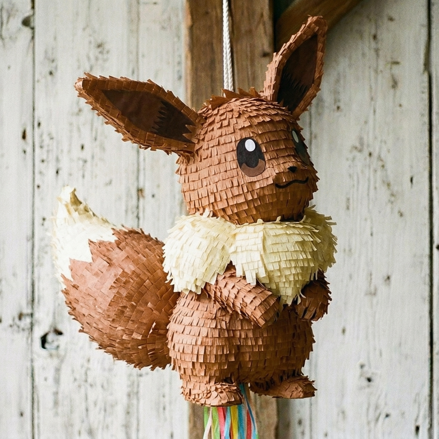 Premium Handmade 30-Inch Pokemon Eevee Character Pull-String Piñata Table Decor Party Centerpiece