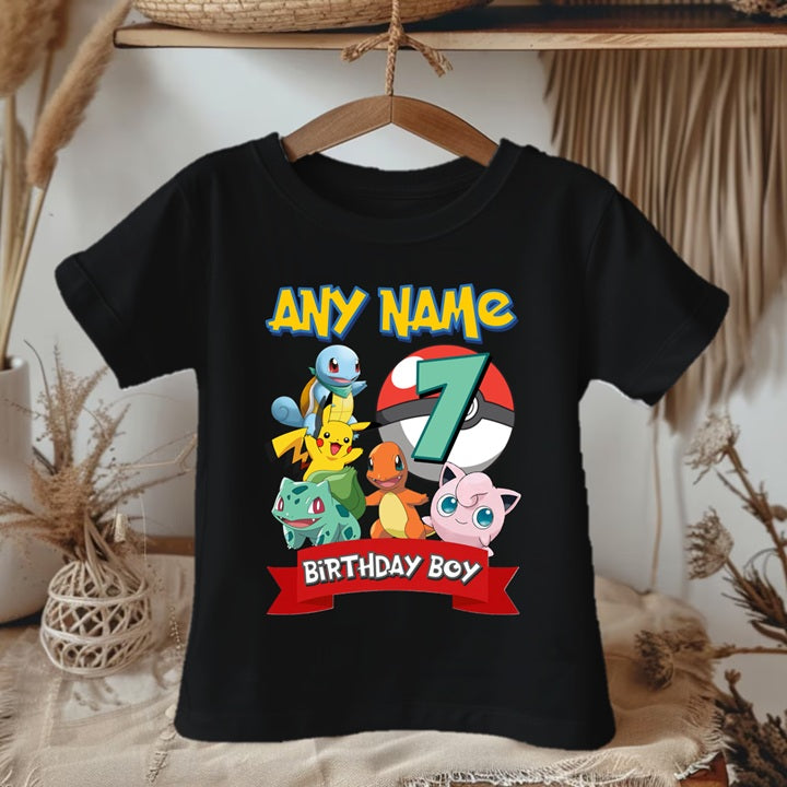 Pokemon Group Personalized Custom Black Family T-Shirt or Onesie Pack Theme Cake Smash Birthday Party