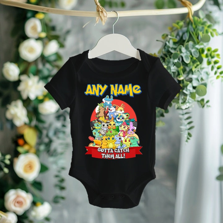 Pokemon Group Personalized Custom Black T-Shirt or Onesie Theme Cake Smash Party