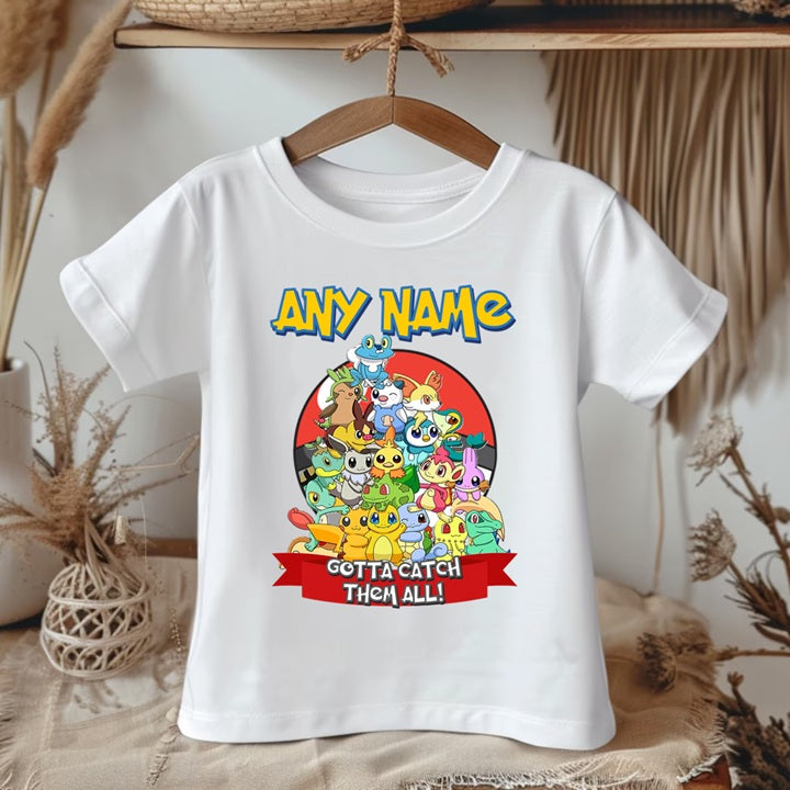 Pokemon Group Personalized Custom White T-Shirt or Onesie Theme Cake Smash Party