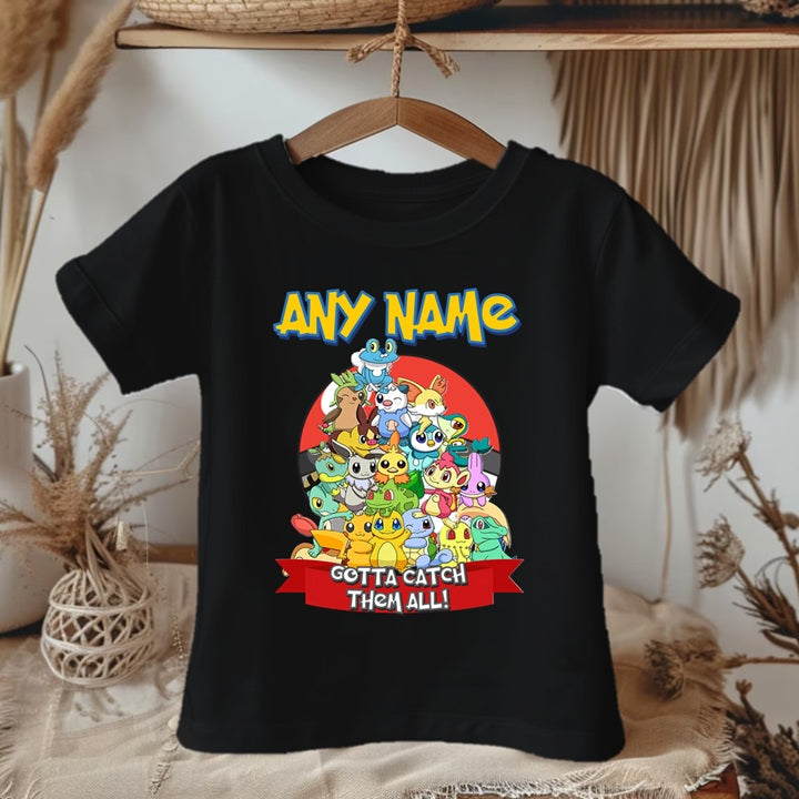 Pokemon Group Personalized Custom Black T-Shirt or Onesie Theme Cake Smash Party