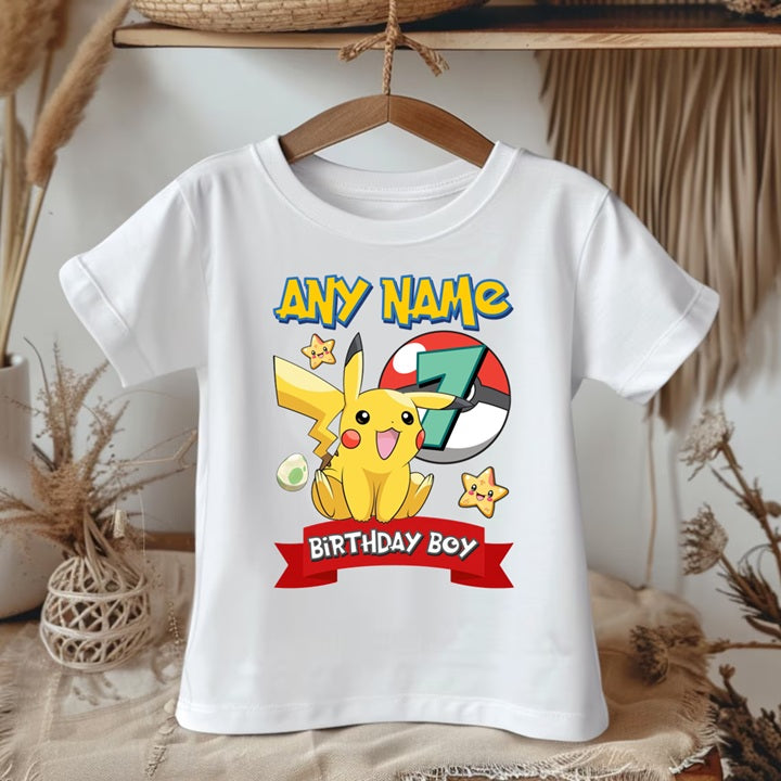 Pokemon Pikachu Personalized Custom White Family T-Shirt or Onesie Pack Theme Cake Smash Birthday Party