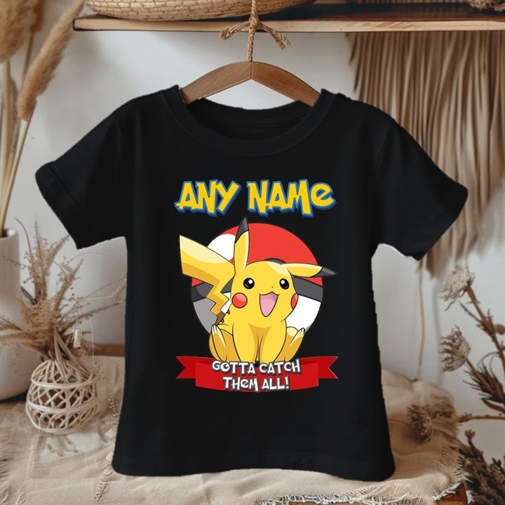 Pokemon Pikachu Personalized Custom Black T-Shirt or Onesie Theme Cake Smash Party