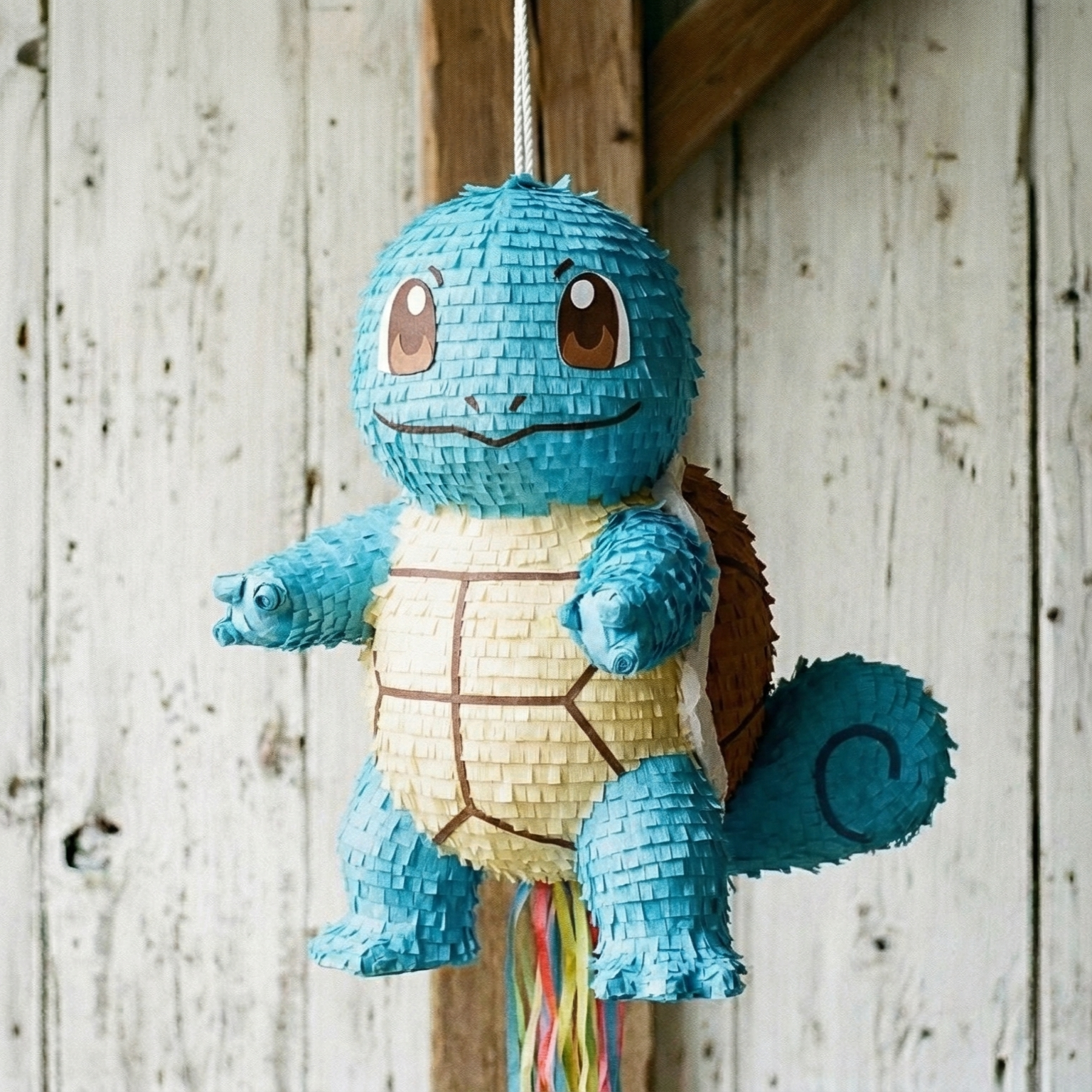 Premium Handmade 30-Inch Pokemon Squirtle Character Pull-String Piñata Table Decor Party Centerpiece