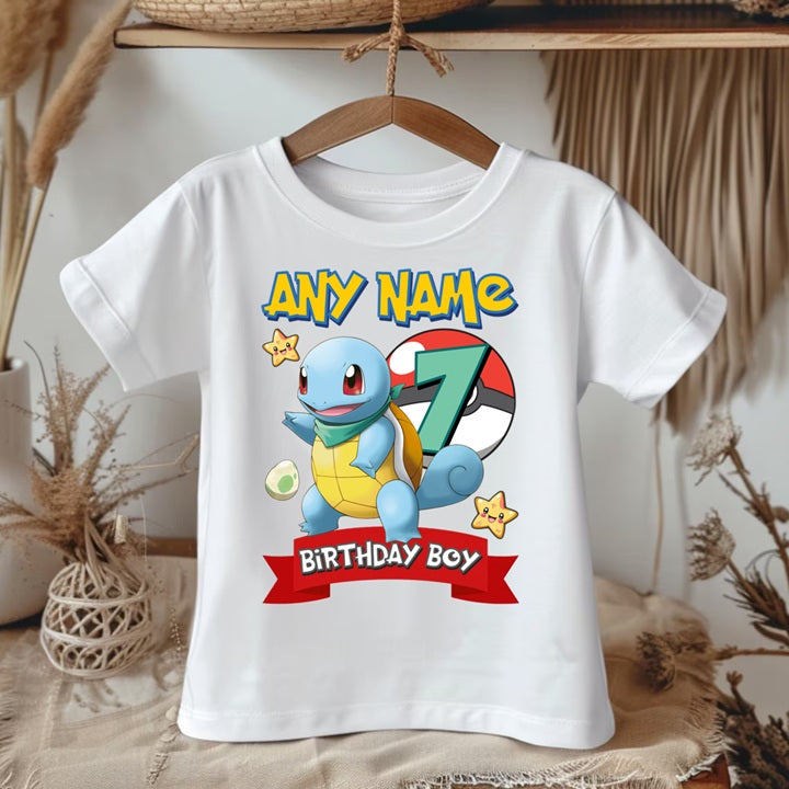 Pokemon Squirtle Personalized Custom White Family T-Shirt or Onesie Pack Theme Cake Smash Birthday Party