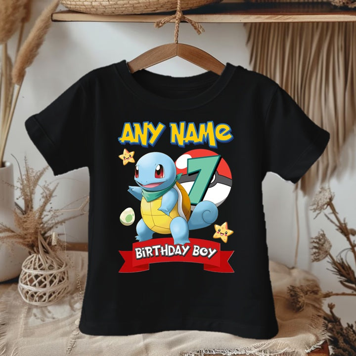 Pokemon Squirtle Personalized Custom Black Family T-Shirt or Onesie Pack Theme Cake Smash Birthday Party
