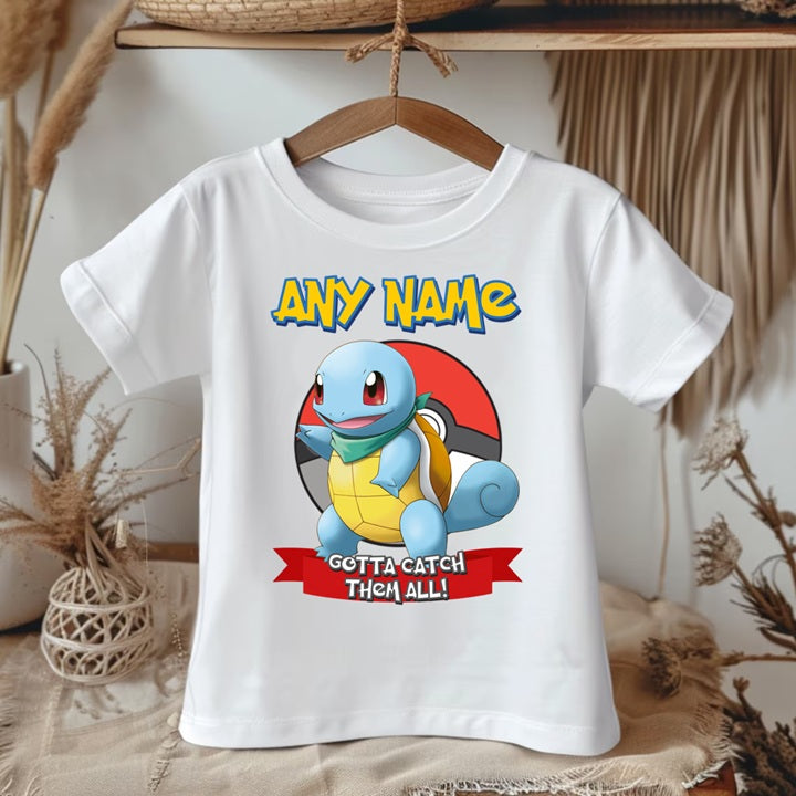 Pokemon Squirtle Personalized Custom White T-Shirt or Onesie Theme Cake Smash Party