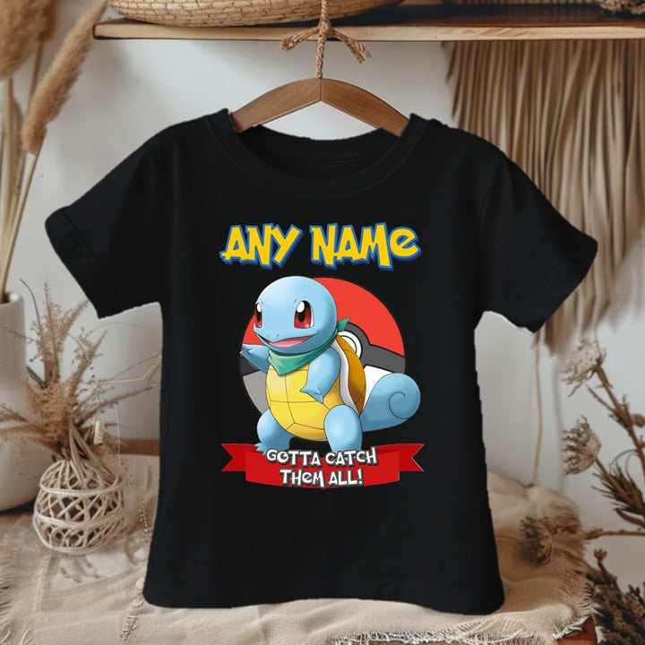Pokemon Squirtle Personalized Custom Black T-Shirt or Onesie Theme Cake Smash Party