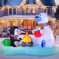 6-Foot Giant Outdoor Polar Bear and Penguin on ice Inflatable with LED Illumination Christmas Blow Up Yard Decor