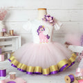 My Little Pony Pipp Pegasus Tutu Set Girls Personalized Custom Purple Gold Pink Ribbon Sewn Trim Tutu Outfit Dress Theme Cake Smash Birthday Party
