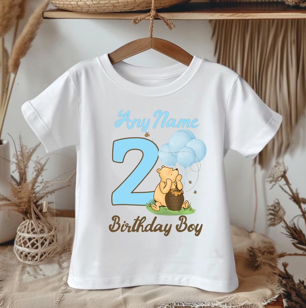 Winnie the Pooh Baby Boy Personalized Custom White Family T-Shirt or Onesie Pack Theme Cake Smash Birthday Party