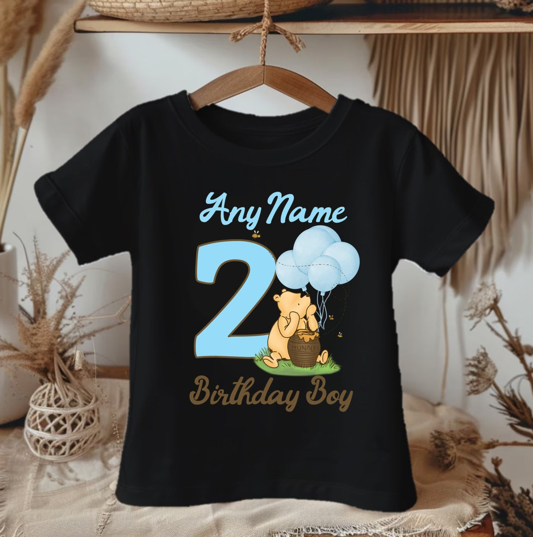 Winnie the Pooh Baby Boy Personalized Custom Black Family T-Shirt or Onesie Pack Theme Cake Smash Birthday Party