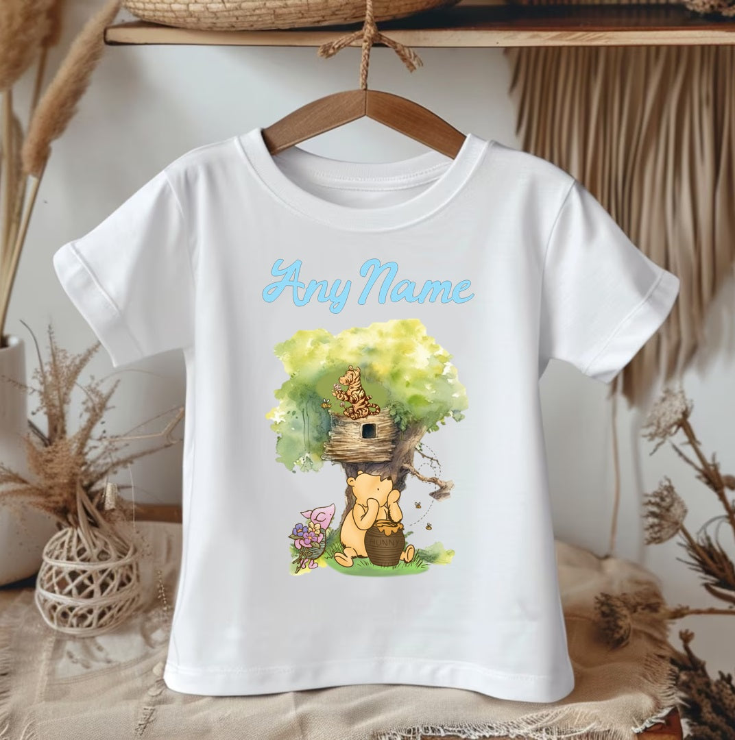 Winnie the Pooh Baby Boy Personalized Custom White T-Shirt or Onesie Theme Cake Smash Party