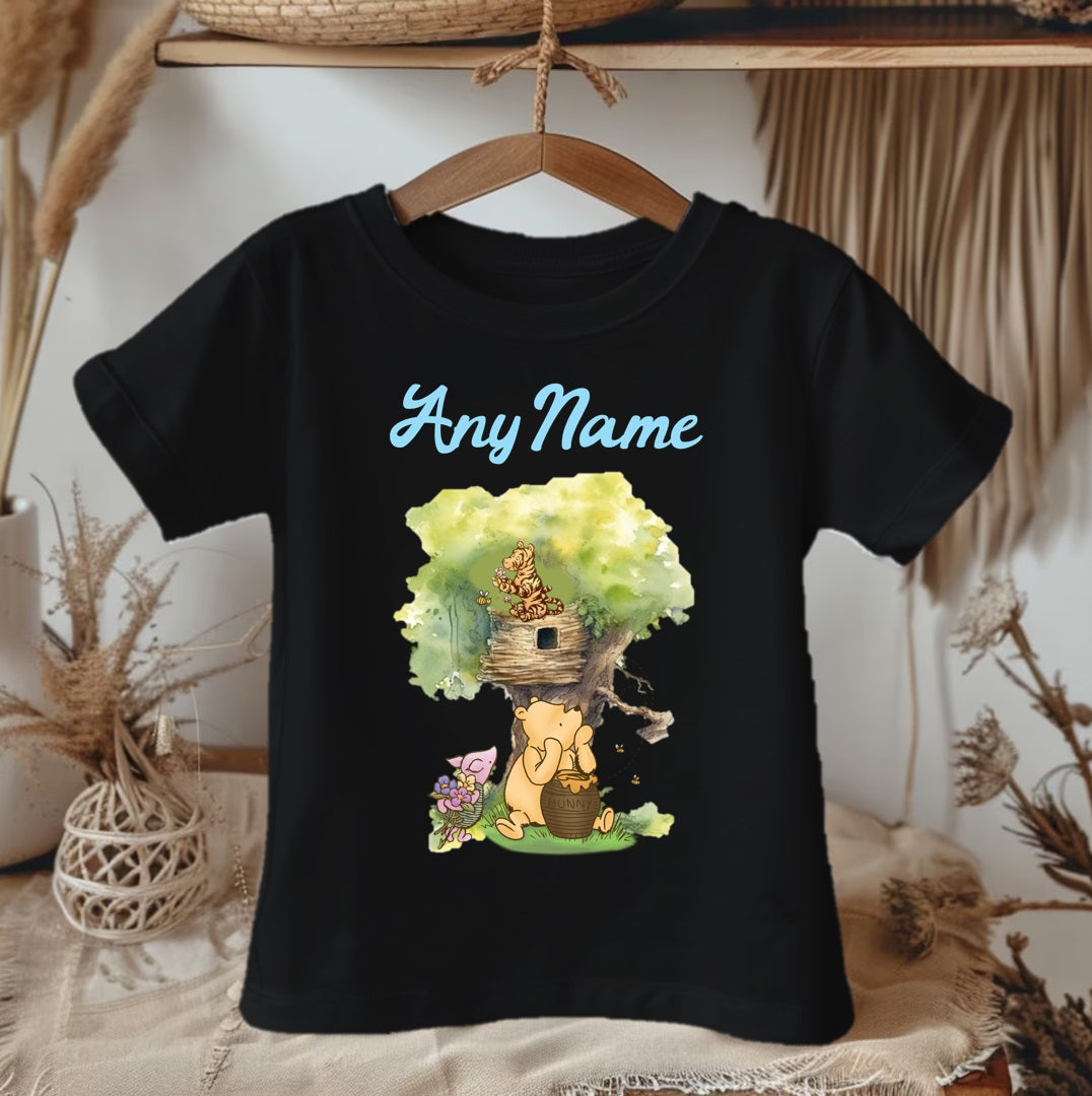 Winnie the Pooh Baby Boy Personalized Custom Black T-Shirt or Onesie Theme Cake Smash Party