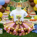 Winnie The Pooh Baby Girl Tutu Set Girls Personalized Custom Pink Gold Brown Ribbon Sewn Trim Tutu Outfit Dress Theme Cake Smash Party