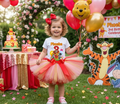 Playdate with Winnie the Pooh Tutu Set Girls Personalized Custom Pink Red Gold Tutu Outfit Dress Theme Cake Smash Birthday Party