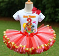 Playdate with Winnie The Pooh Tutu Set Girls Personalized Custom Gold Pink Red Ribbon Sewn Trim Tutu Outfit Dress Theme Cake Smash Birthday Party