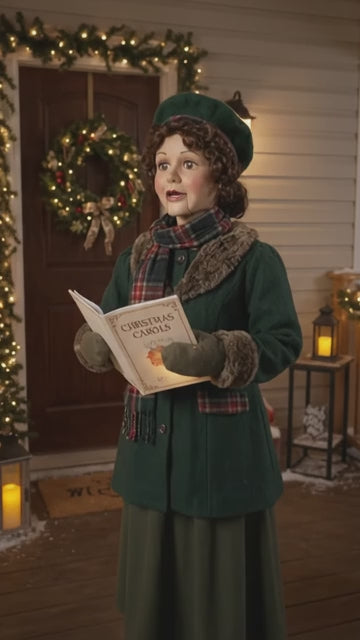 6' Christmas Caroler Woman Figure Music Lights Motion Sensor Christmas Home Decor Accent Yard Prop
