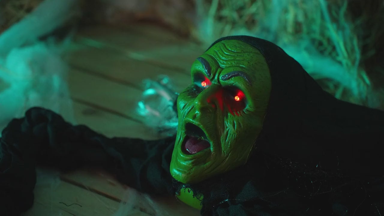 Groundbreaker Zombie Witch with Sound and Flashing Lights Halloween Home Decor Accent Yard Prop